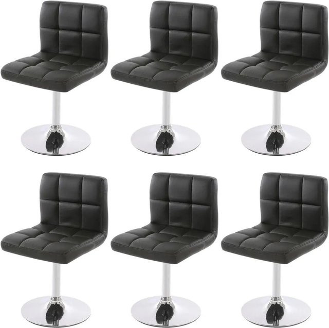 6er-Set MCW Esszimmerstühle Cadiz Drehstühle aus schwarzem Kunstleder mit Chromgestell - Bild 2