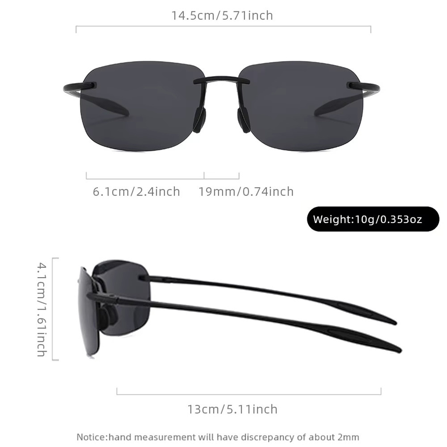 FUQIAN Sonnenbrille, randlos, rectangular, TR90, polarisiert, Unisex - Bild 2