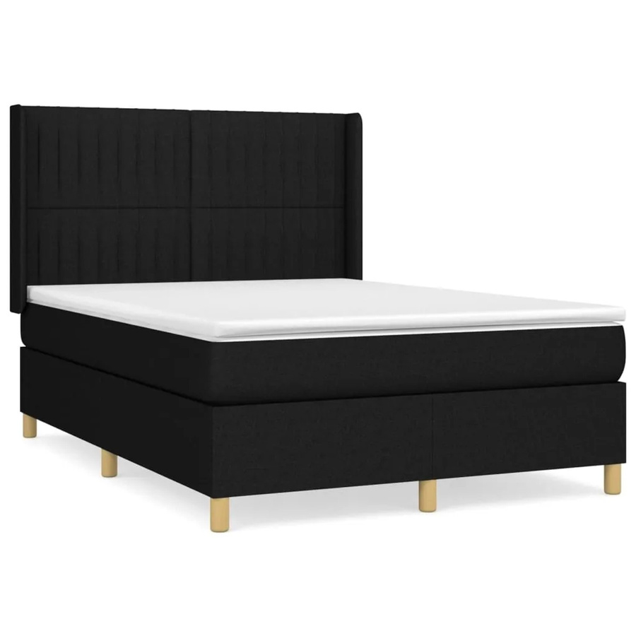 vidaXL Boxspringbett Hybrid mit Matratze und Taschenfederkern, Schwarz, B/T: 140 x 190 cm - Bild 2