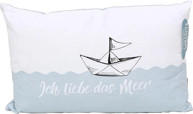 Dekohelden24 Dekokissen Ich Liebe das Meer in Blau aus 100% Baumwolle, B/H/T: 40 x 23 x 13 cm - Bild 1