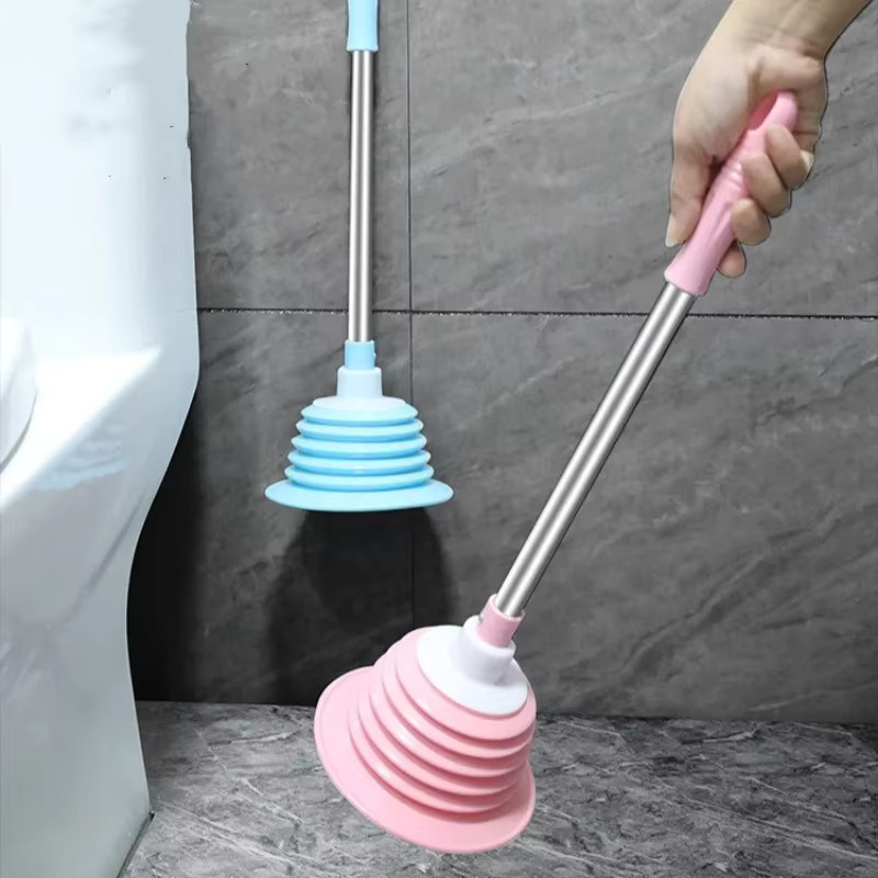 JUSTINLAU Toilettenrohr-Entstopfer mit Vakuum-Saugnäpfen und Hochdruckpumpe in Blau, wiederverwendbares Entstauungswerkzeug für Rohrleitungen im Haushalt - Bild 4