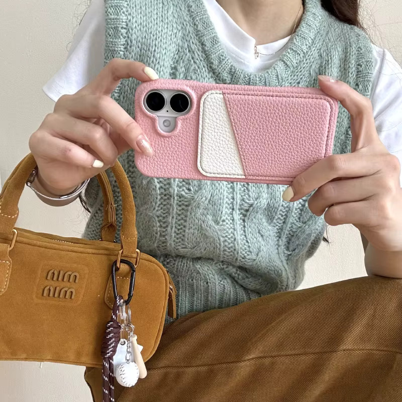 RUWANHU Leder-Handyhülle mit Kartenfach für iPhone 16 Pro Max, 15, 14, 13, 12, 11 und Mini in Beige - Bild 1