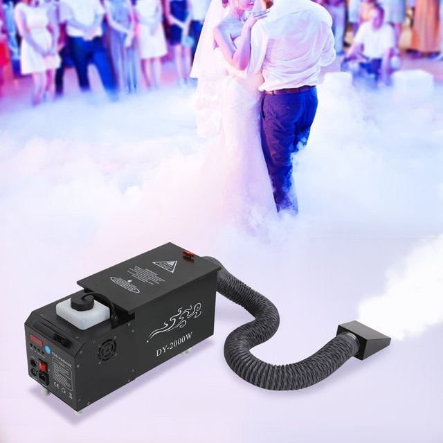 Bymaocar Wasserbasierte Bodennebelmaschine mit 2000W in Schwarz inklusive Schlauch und Fernbedienung - Bild 1