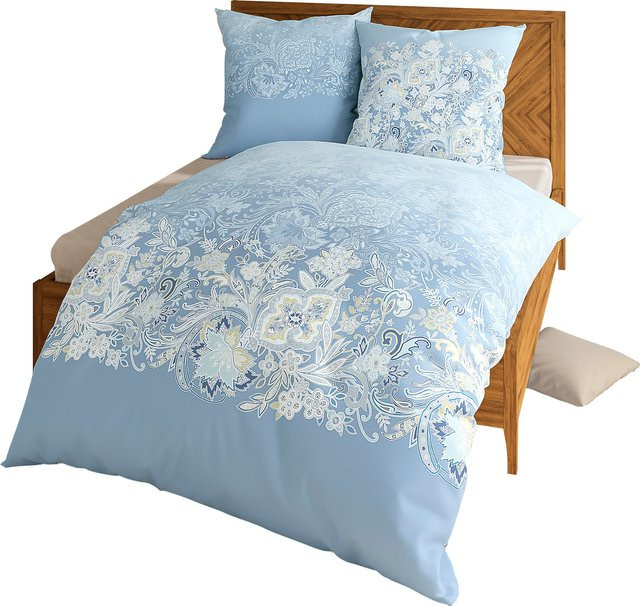 Kaeppel Bettwäsche Set Floral Blue aus 100% Baumwolle mit Zip-Verschluss, Kopfkissen 80 x 80 cm, Bettbezug 135 x 200 cm - Bild 1