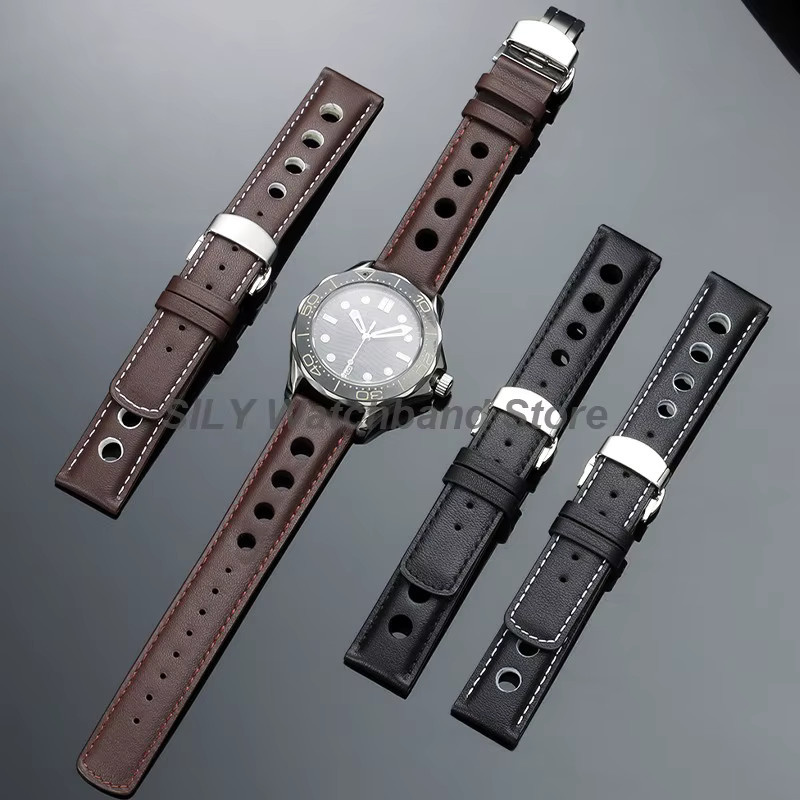 Uhrenarmband Rindsleder, Schwarz, 20mm, Schmetterlingsverschluss, Unisex - Bild 1
