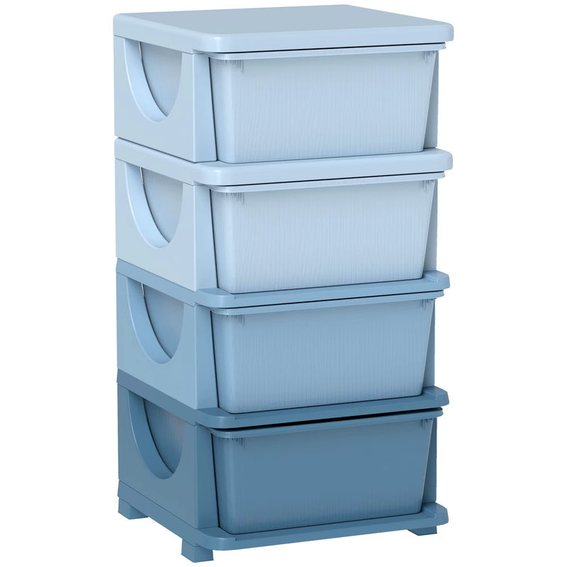 HOMCOM Schubladenschrank für Kinder aus Kunststoff in Blau mit vier Ebenen, B: 37 cm, T: 37 cm, H: 76 cm - Bild 2