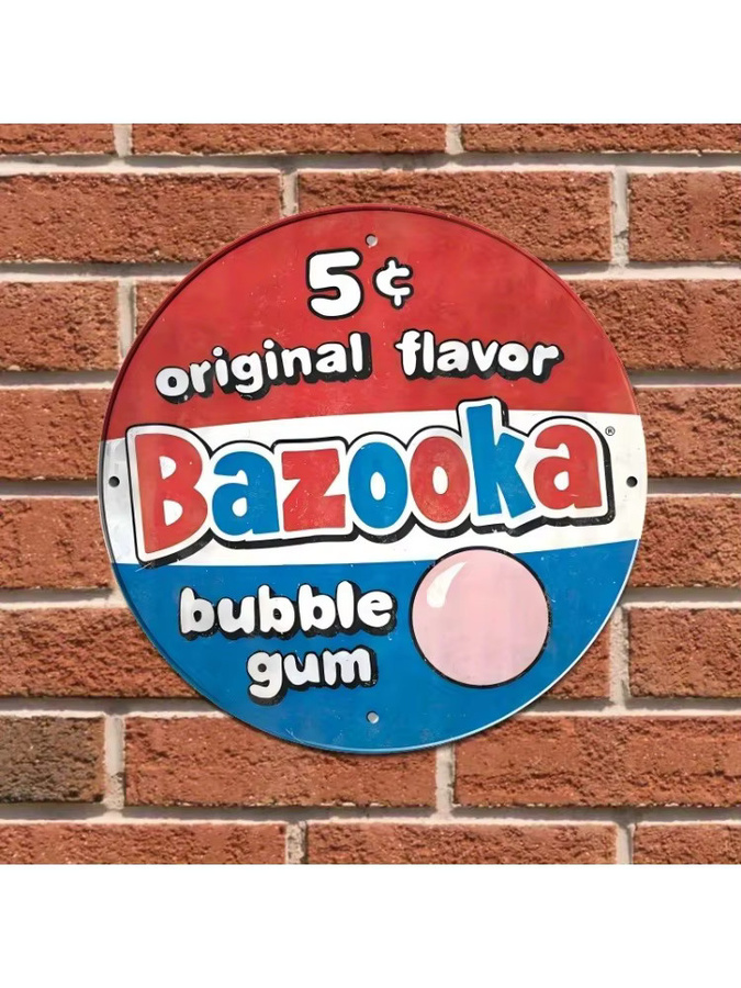 Vintage Bazooka Bubble Gum Schild von Desperate Enterprises – Runde Wanddekoration aus Holz in Multicolour für Bar, Café oder Küche - Bild 5