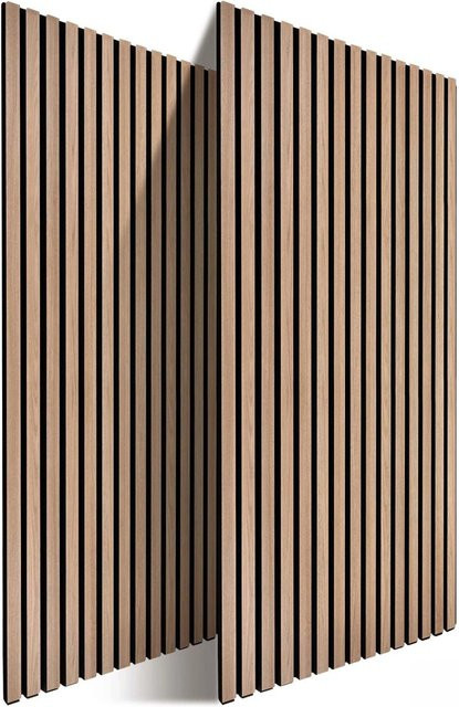 Relaxdays Akustikpaneele 2er Pack in Eiche mit Lamellen-Design, schallschluckend, Farbe: Braun, B/T/H: 60 x 2 x 120 cm - Bild 1
