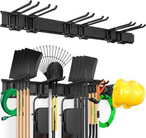 VEVOR Wandmontage Werkzeugorganizer für Garage und Garten mit 6 verstellbaren Haken und 3 Schienen, Belastbarkeit bis 362,9 kg - Bild 1