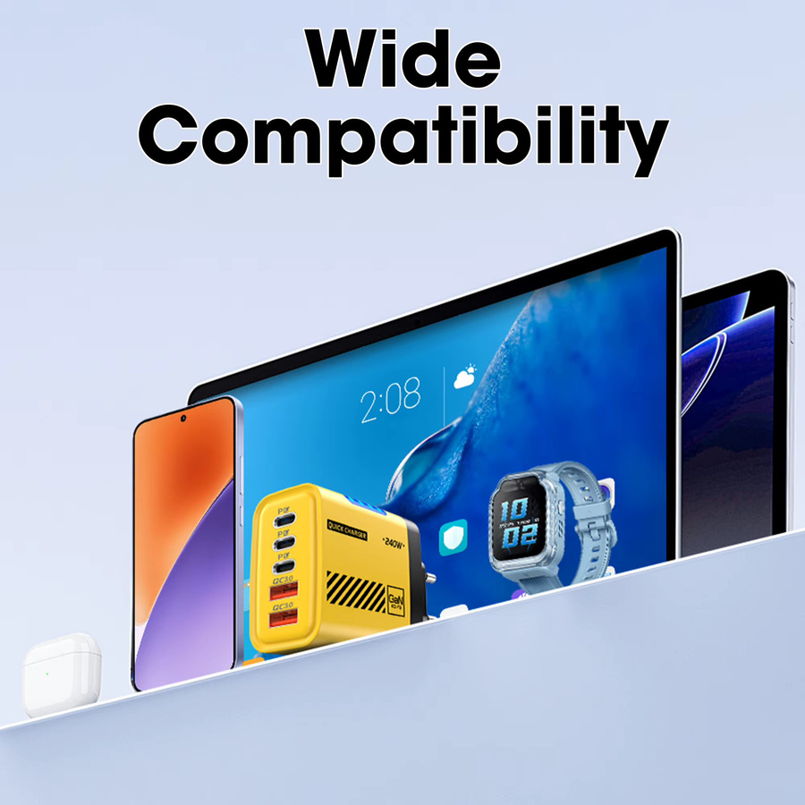 GaN 240W 5-in-1 USB-C-Ladegerät in Gelb für iPhone, Samsung und Xiaomi als schnelles Wandladegerät und Netzteil - Bild 4
