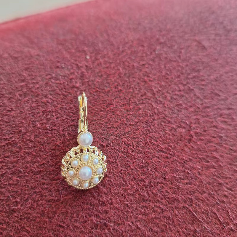 YoYo Ohrring mit Imitationsperlen, Gold, Damen, Vintage - Bild 2