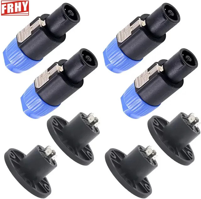 FRHY 8er-Pack Audio-Lautsprecher-Stecker-Set, 4-polige Stecker mit Drehverschluss in Blau, kompatibel mit Jack Twist Lock und Neutrik Speakon, 3,5 mm Jack - Bild 1