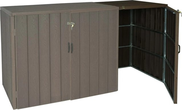 Proregal WPC-Mülltonnenverkleidung Erweiterung in Braun aus WPC und verzinktem Stahl, H x B x T: 116 x 69 x 88 cm - Bild 1