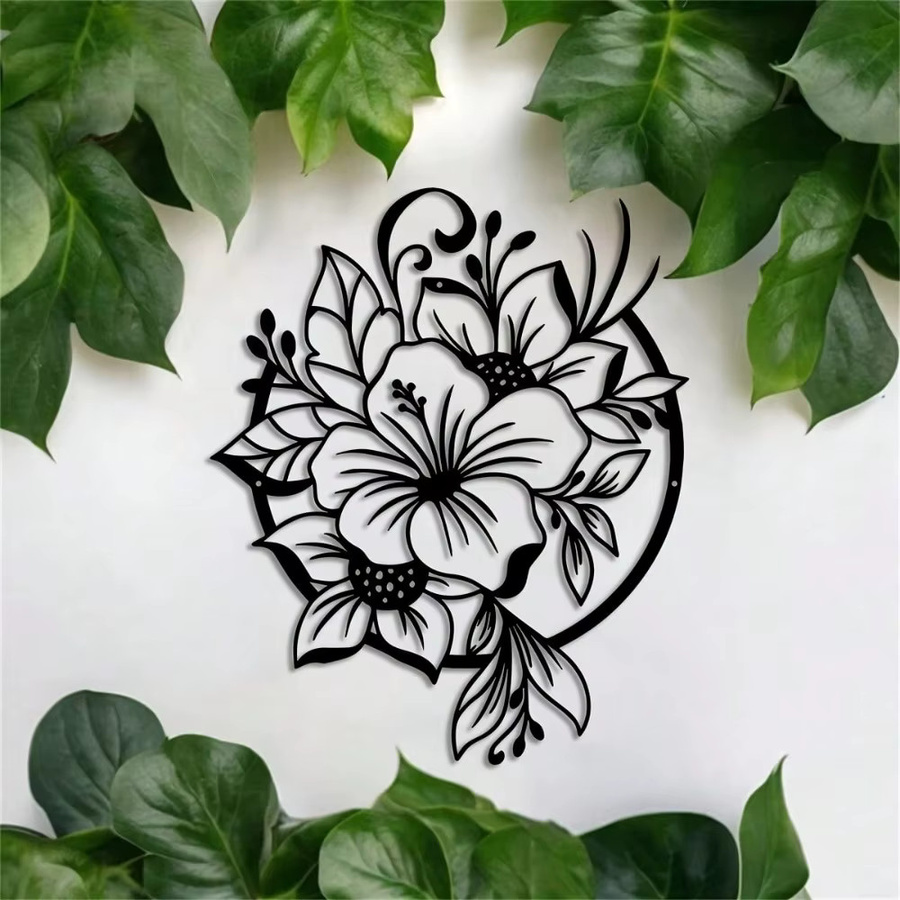 Moderne Metall-Wandkunst von CIFBUY mit floralem Lilienblumen-Design in Schwarz - Bild 4