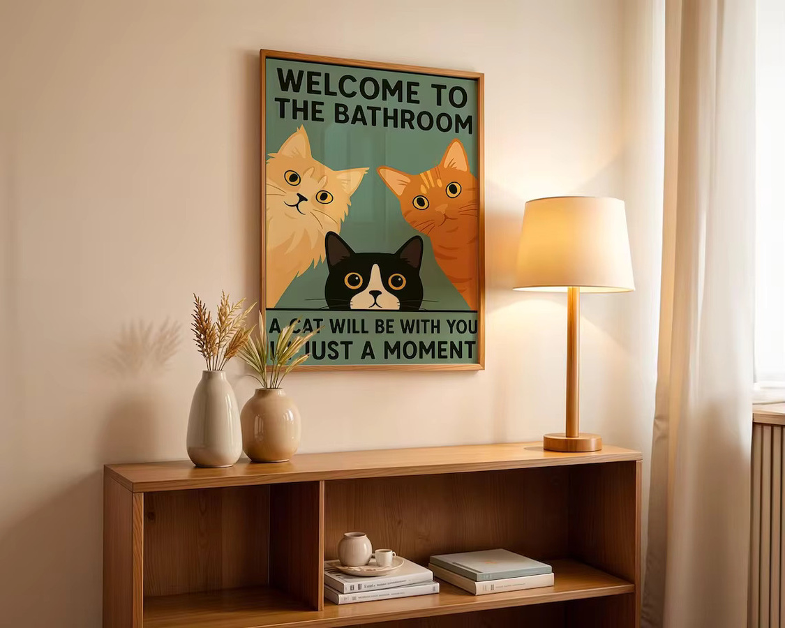 Vintage Wandkunst mit lustigem Katzenmotiv von SHENCHEN in Mehrfarbig - Bild 2