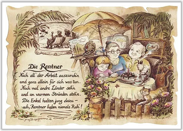 Zunftbild Rentner als Vintage Paper Poster im A4-Format, Mehrfarbig - Bild 1