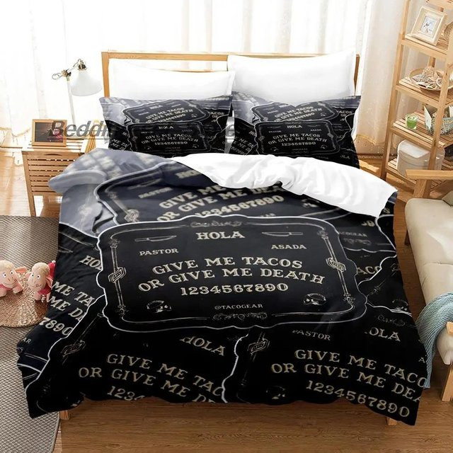 Bettwäsche-Set Ouija-Brett mit Duvetbezug und Kissenbezug in Schwarz, Material Mikrofaser Polyester, B/H: 140 x 210 cm - Bild 1