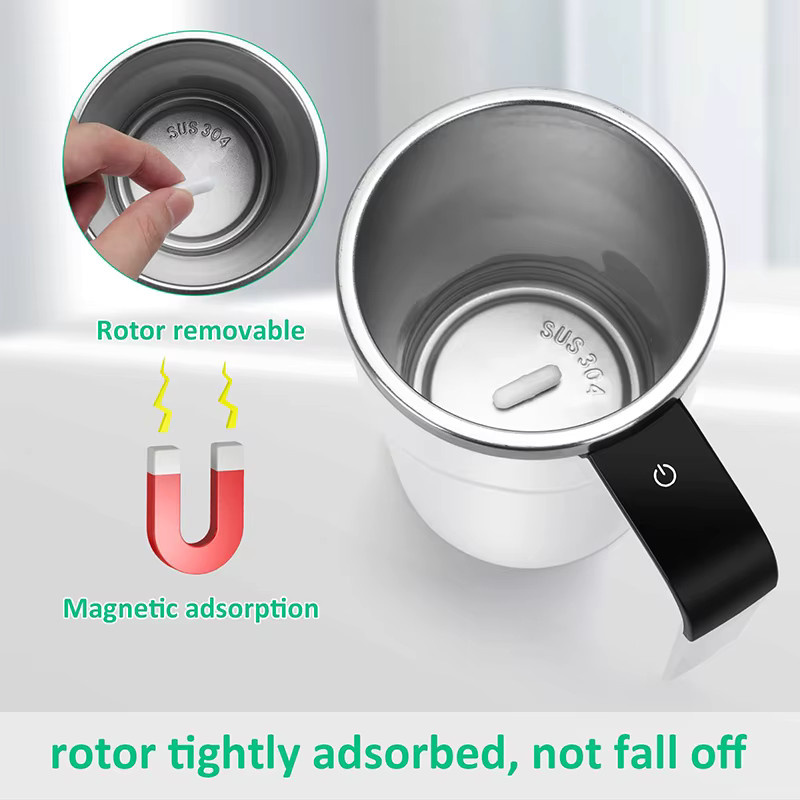 TINSOL Magnetische automatische Rührkaffeemaschine, intelligente elektrische Übergießkaffeemaschine und tragbarer Proteinpulvermixer mit USB-Aufladung, Weiß - Bild 3