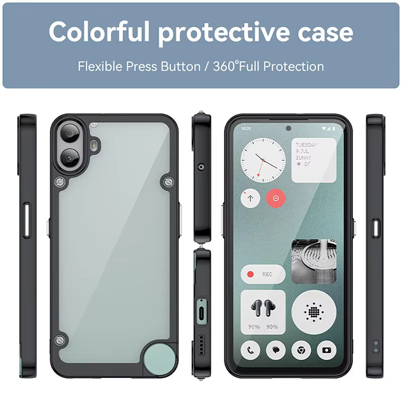 CMF By Nothing Stoßfeste Handyhülle für Nothing CMF Phone 1, Transparent Matt mit Silikon-Stoßstange - Bild 2
