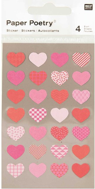 Rico Design Paper Poetry Sticker Herzen mehrfarbig, 4 Bogen - Bild 1