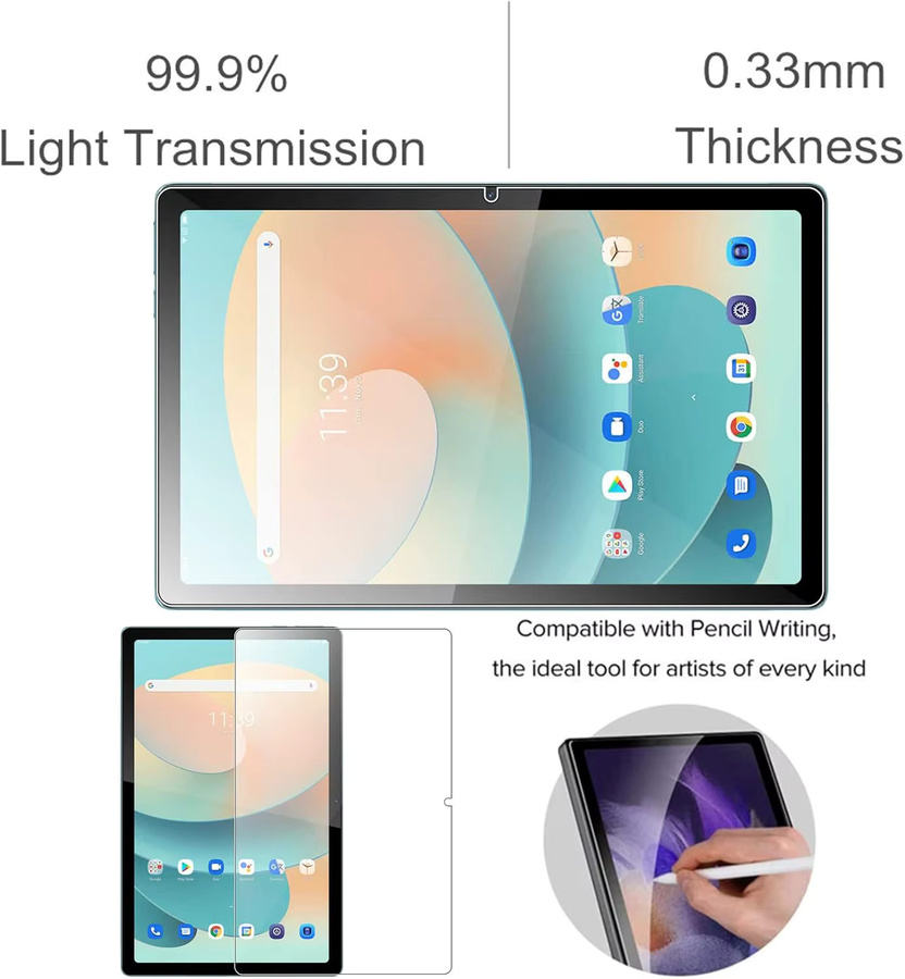 Blackview Tablet-Displayschutzfolie aus gehärtetem Glas für Tab 11, 11 SE und 11 WiFi, 10,36 Zoll, HD Clear, transparent - Bild 3