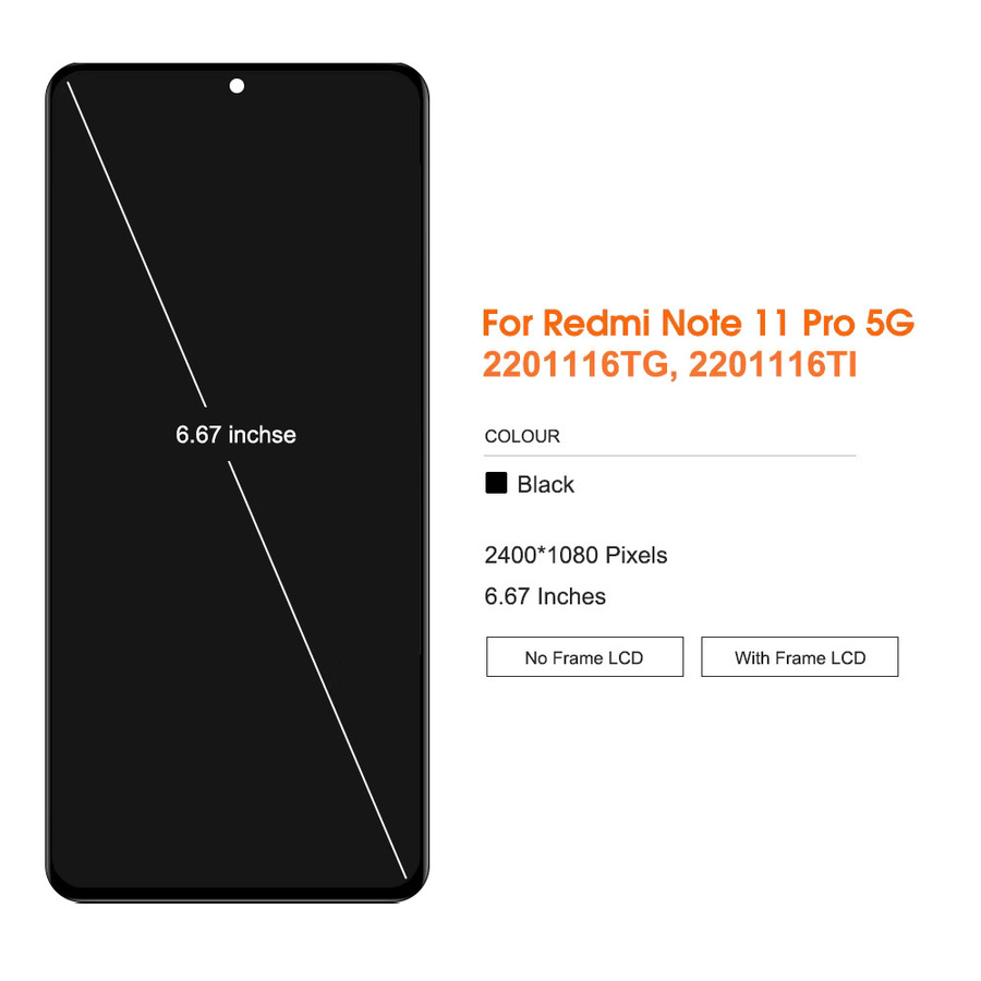 Xiaomi Redmi Note 11 Pro Super AMOLED LCD Display Touchscreen Digitalisierer in Schwarz (Globale Version) - Bild 2