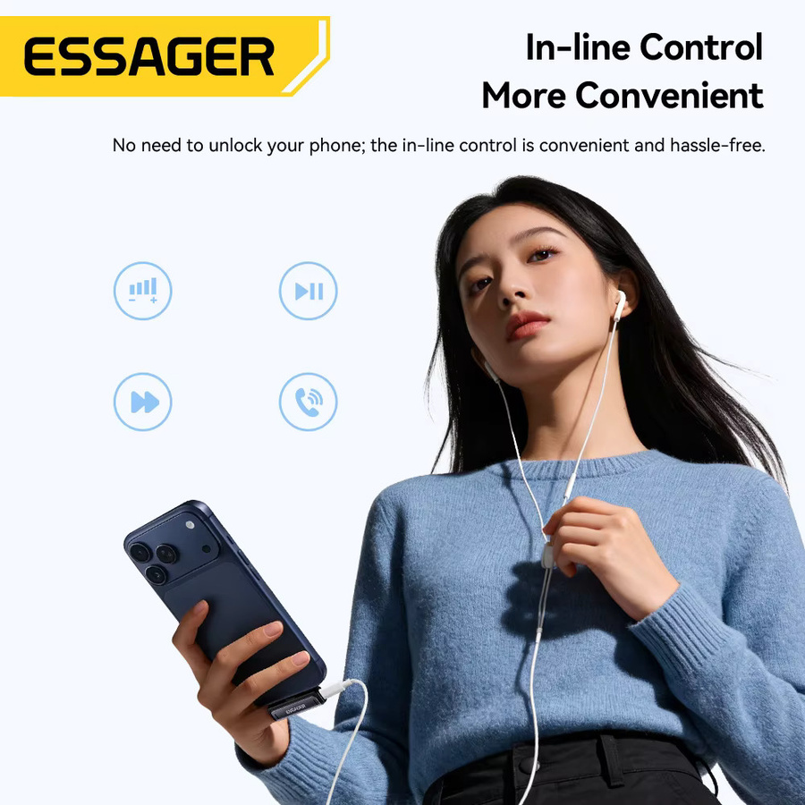Essager 2-in-1 USB-C zu 3,5mm Kopfhörer-Adapter mit 60W Ladefunktion für iPhone, MacBook und Xiaomi - Bild 5