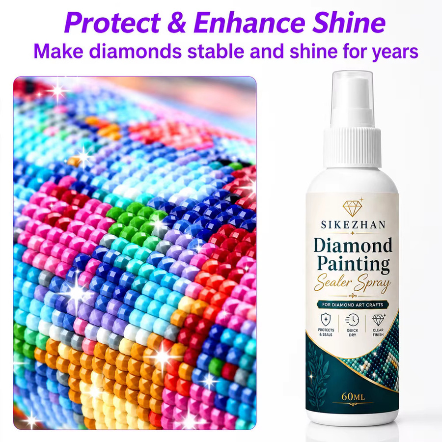SIKEZHAN Diamantmalerei-Versiegelungsspray für Perlen und Edelsteine, glänzendes Finish, transparent, 60ml - Bild 3