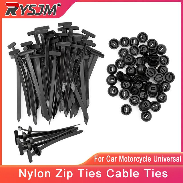 RYSJM Selbstsichernde Nylon-Kabelbinder mit Stift und Knopf in Schwarz für Auto-Reparaturen und Alltagsgebrauch - Bild 1