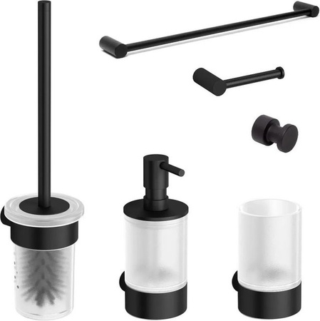 Swiss Aqua Technologies Badezimmer Accessoire Set 6-teilig Wandmontage Schwarz