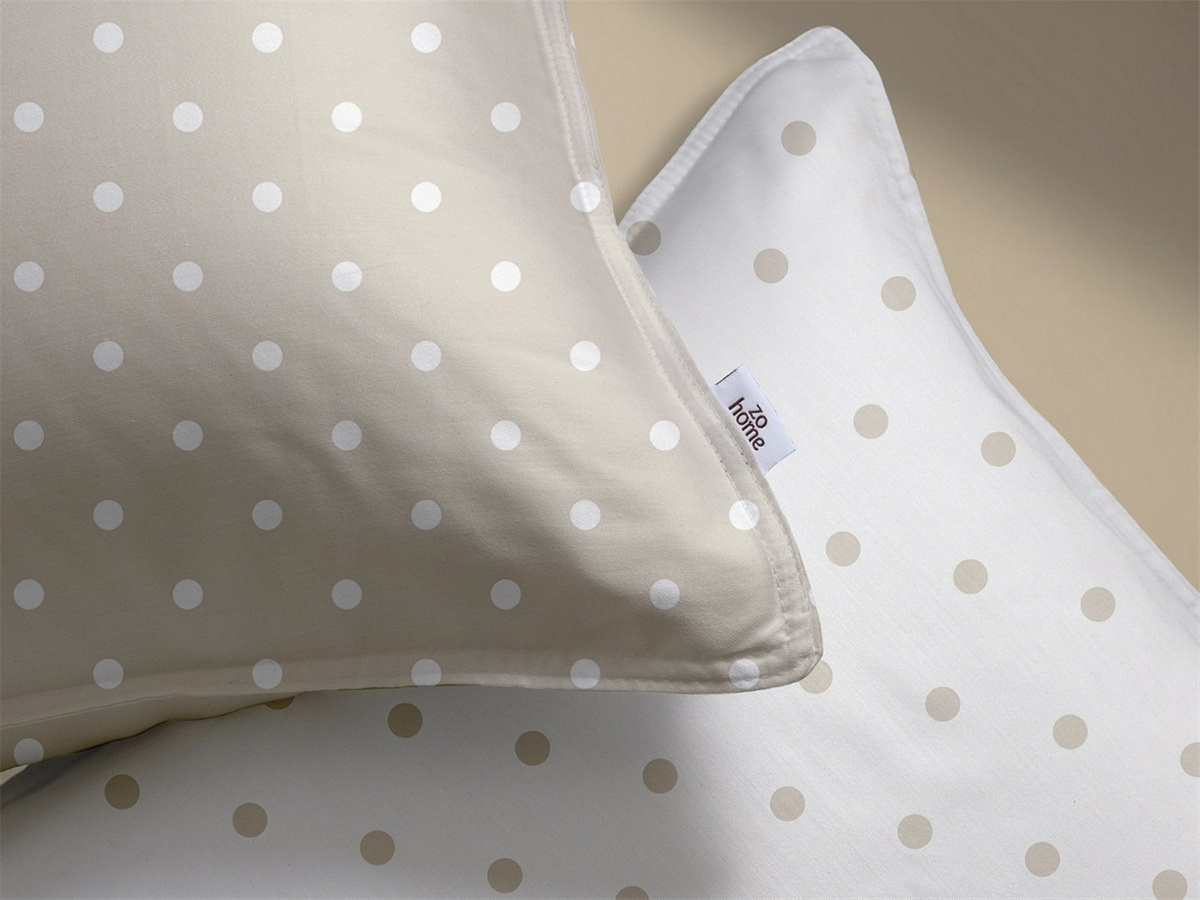 Zo! Home Cotton Bettwäsche Punta di Cotone mit Punkten in Beige und Weiß, B/H: 155 x 220 cm und 80 x 80 cm - Bild 1