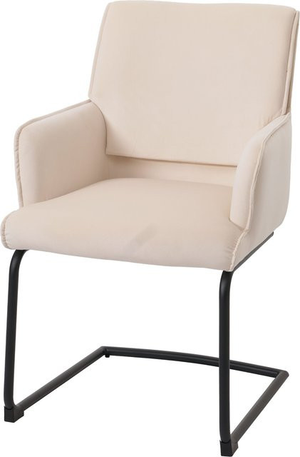 MCW Freischwinger N60 Esszimmerstuhl mit Armlehnen aus Stoff in Beige - Bild 1