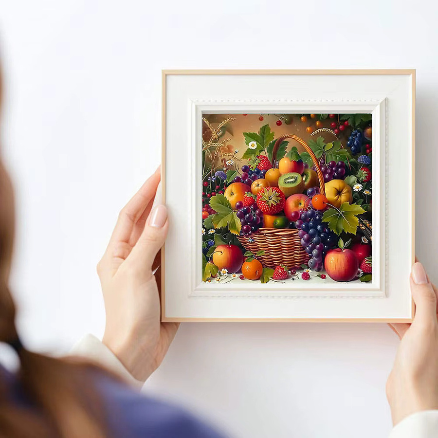 HUACAN DIY Diamantmalerei Stillleben Obstkorb 5D Mosaik Bild in Multicolor, B/H: 20 x 20 cm - Bild 3