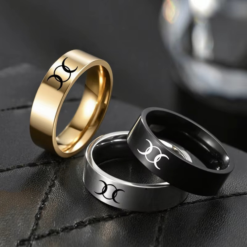 konminry Ring, Gravierter Dreifachmondgöttin-Symbol, Edelstahl, Unisex - Bild 2