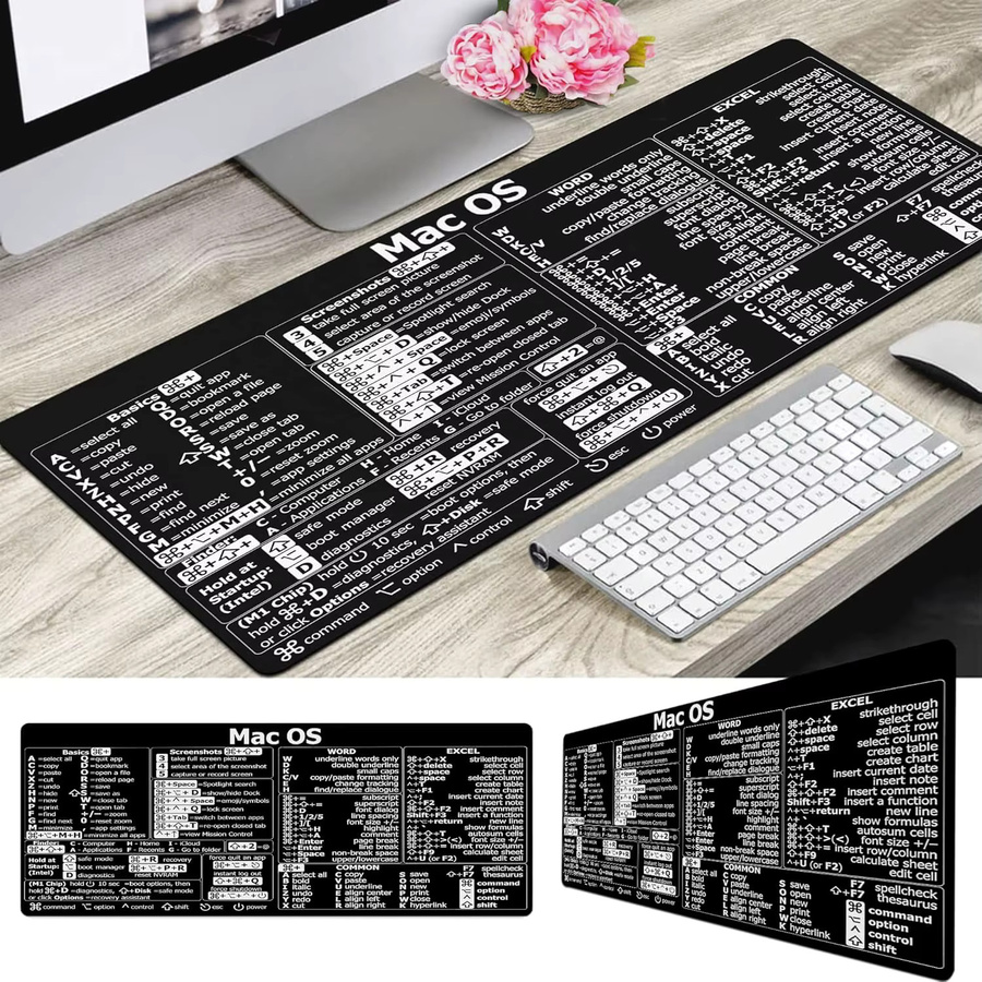 YSAGi Mauspad mit Mac OS Shortcuts und Börsen-Kerzenständer-Indikatoren in Schwarz - Bild 3