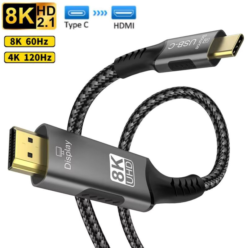 lmcnzz USB C auf HDMI 2.1 Kabeladapter Typ C auf HDMI für Thunderbolt 3, 8K@60Hz, Grau - Bild 6