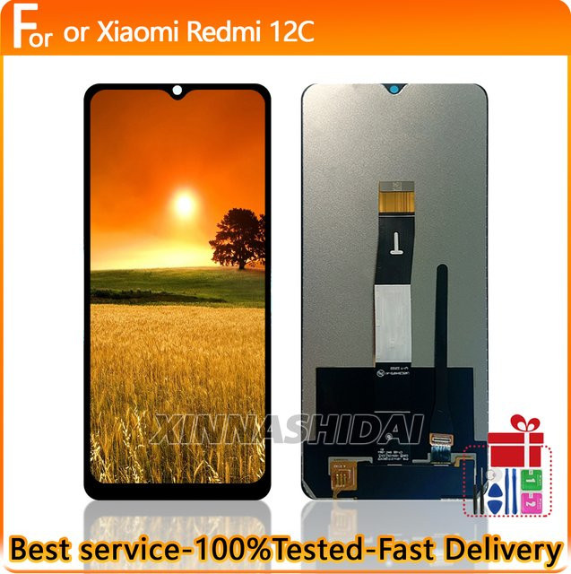 Xiaomi Redmi 12C LCD Display Touchscreen Digitizer Montage in Schwarz ohne Rahmen - Bild 1