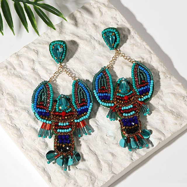 Aensoa Ohrringe, Blue Strass, Samen Perlen, Hummer Tropfen, Damen - Bild 1