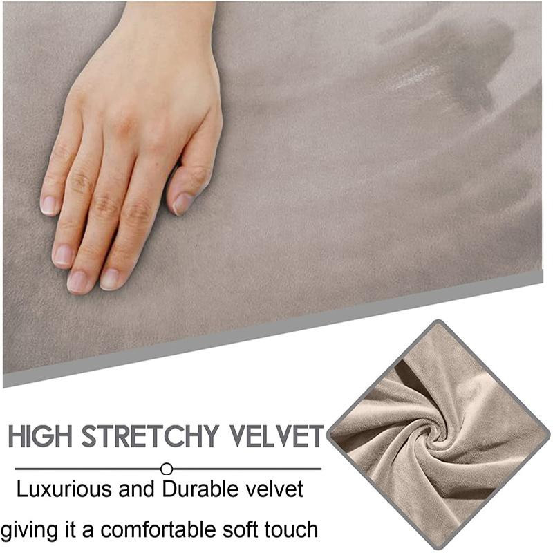 Lellen Samt-Sofa-Sitzbezug aus Polyester, weicher Stretch-Couchbezug mit rutschfester Oberfläche, Breite: 165 cm bis 200 cm - Bild 1