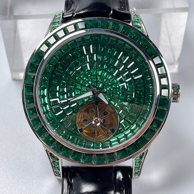 PINDU Design Armbanduhr Automatik, Edelstahl, Leder, Diamant, Herren - Bild 1