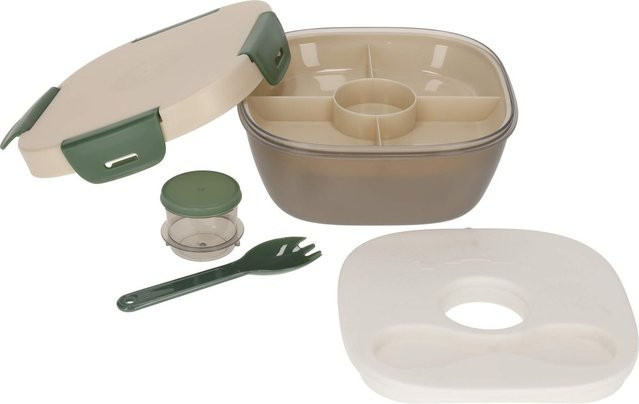 Norländer Zion Lunchbox Beige mit Kühlelement, Trennwand, Snackfach und Besteck - Bild 1