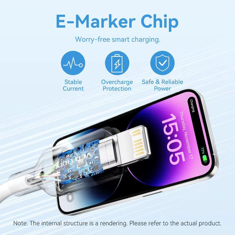 Vention USB-C auf Lightning Schnellladekabel PD 27W für iPhone in Schwarz - Bild 3