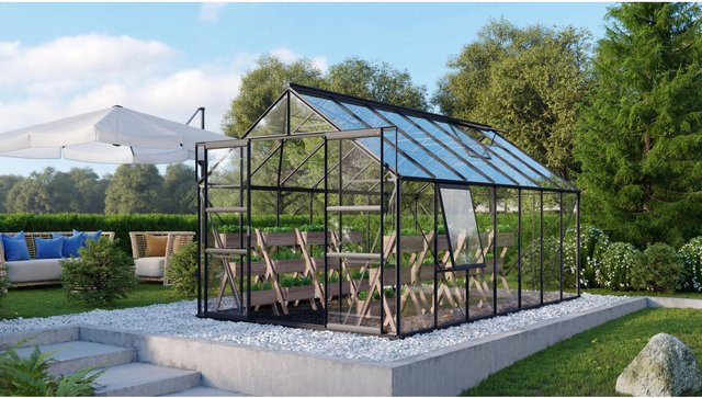 Vitavia Gewächshaus Meridian 2 - 11500 in Schwarz mit Sicherheitsglas und Vorzugsset - Bild 1