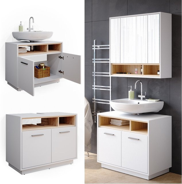 Vicco Waschtischunterschrank Beatrice Weiß, Breite: 80 cm, Tiefe: 64 cm, Höhe: 40 cm - Bild 1