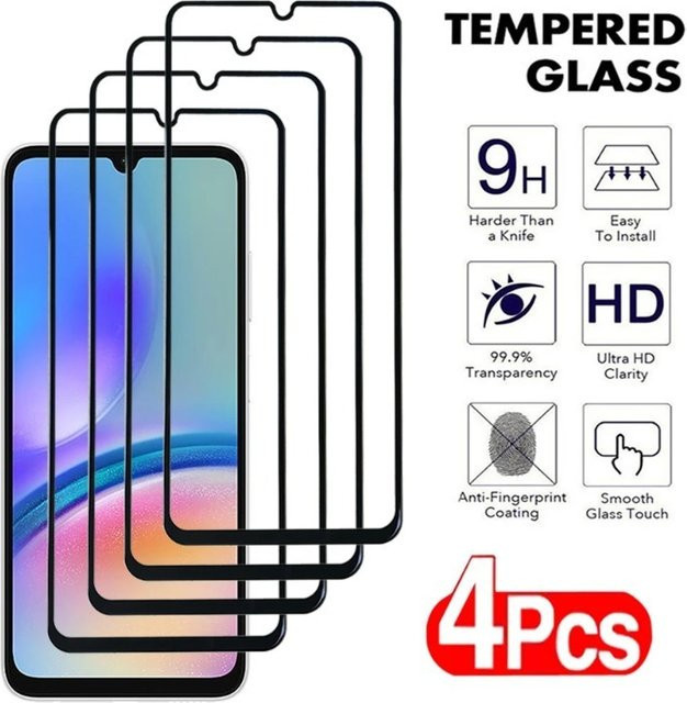 4er-Pack Panzerglas Display Schutzfolie für Samsung Galaxy A11 A12 A13 A14 A15 A01 A02 A04 A05 4G 5G A02S A04E A04S A05S A04 Core in Transparent - Bild 1