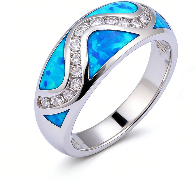 K-HOME Cocktail-Ring, K-plattiert, Opal, Zirkonia, Weiß, Unisex - Bild 1