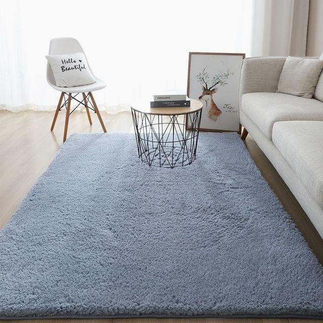 Yiran Furniture Moderner Flauschiger Teppich Rutschfest und Saugfähig, Farbe: Weiß/Blau, B/T: 80 x 160 cm - Bild 1