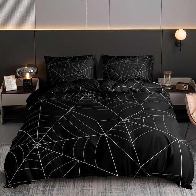 Bettwäscheset Binchi Outdoor Product mit Spinnennetz-Digitaldruck, Schwarz, B/H: 140 x 210 cm, bestehend aus 1 Bettbezug und 2 Kissenbezügen aus Mikrofaser - Bild 1