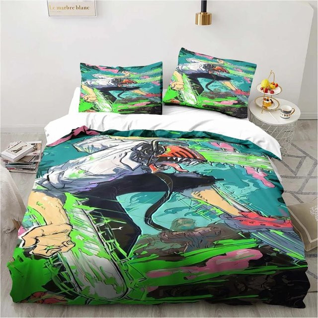 Wucifang Bags Kettensägenmann Bettwäsche-Set 3-teilig mit Anime Cartoon Design, Material Mikrofaser Polyester, Mehrfarbig, Breite: 70 cm, Tiefe: 133 cm - Bild 1
