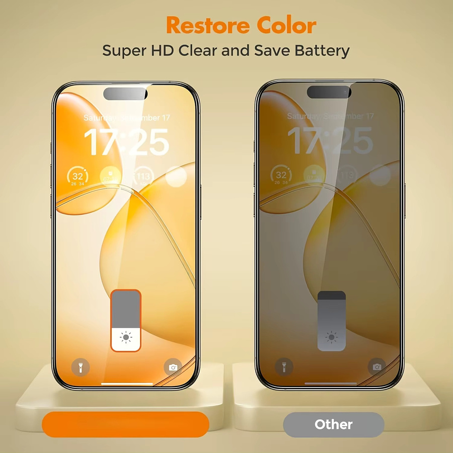 BOLLYMORE Sichtschutzfolie aus gehärtetem Glas, transparent, passend für iPhone 17 16 15 14 13 12 11 Pro Max Plus XR XS Mini (5-2 Stück Set) - Bild 4